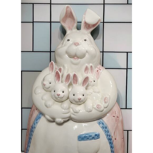 Fitz and Floyd Mother Rabbit Cookie Jar in Original Box 2003 Easter Spring - Picture 4 of 9